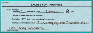 blue tardy excuse